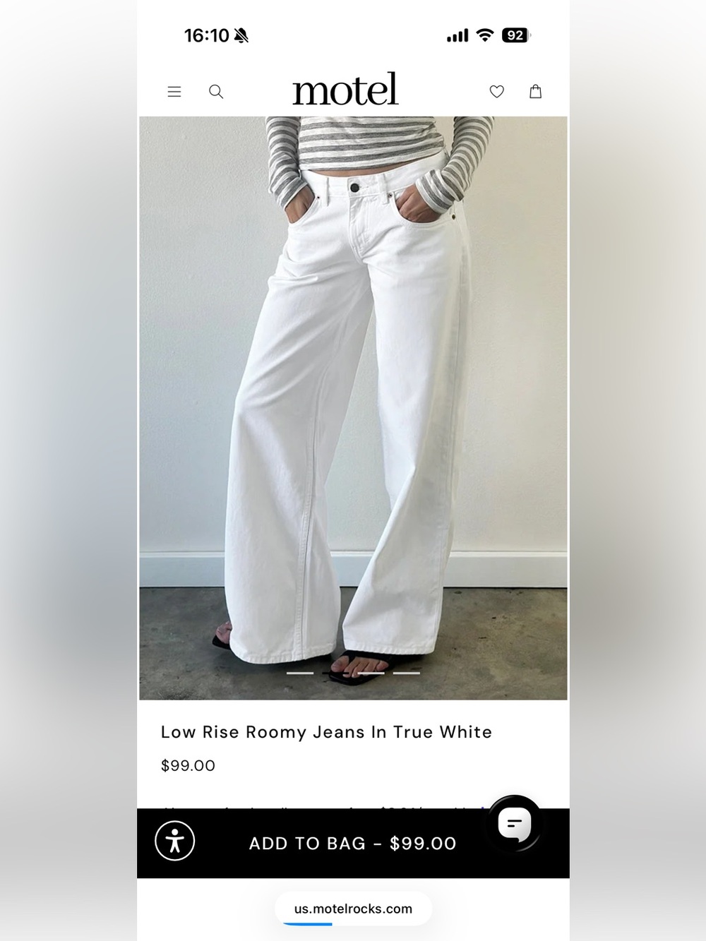 Motel Denim Jeans White Wide Leg